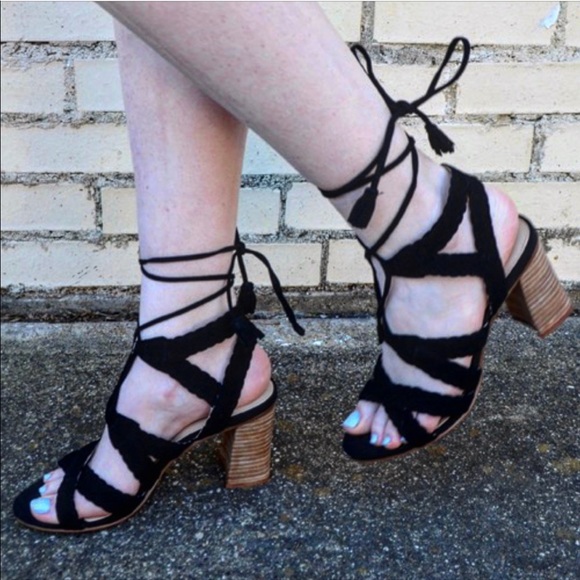 Leather Woven Ghillie LaceUp Gladiator Heel Sandal - Picture 2 of 4